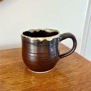 Handmade Signed Brown Pottery Mug
